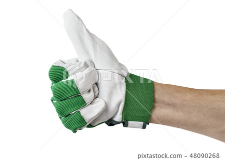 hand in work glove shows ok 48090268
