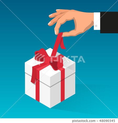 Man's hand unties red ribbon - Stock Illustration [48090345] - PIXTA