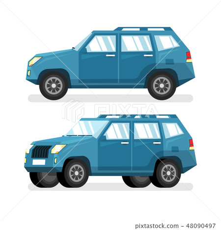 Blue SUV car in flat style 48090497