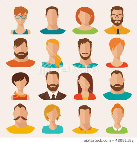Vector flat style male and female characters... - Stock Illustration ...
