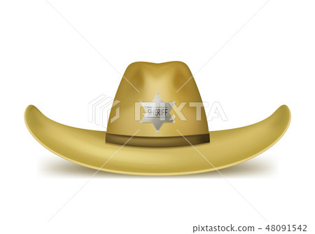 Realistic 3d Detailed Brown Sheriff Hat. Vector 48091542