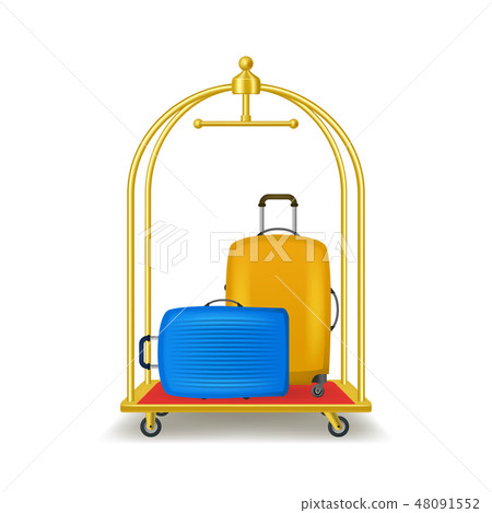 Realistic 3d Detailed Luggage Trolley Cart. Vector Realistic 3d Detailed Luggage Trolley Cart. Vector 48091552
