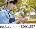 Agriculture, farmer, farming, countryside, young, organic, plant, growth, sprout, eco 48091857