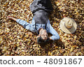 Agriculture, farmer, farming, countryside, youth, break, autumn, leaves, maple 48091867