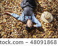 Agriculture, farmer, farming, countryside, youth, break, autumn, leaves, maple 48091868