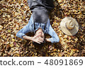 Agriculture, farmer, farming, countryside, youth, break, autumn, leaves, maple 48091869