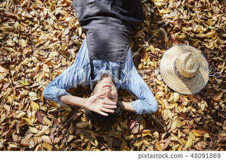 Agriculture, farmer, farming, countryside, youth, break, autumn, leaves, maple Agriculture, farmer, farming, countryside, youth, break, autumn, leaves, maple 48091869