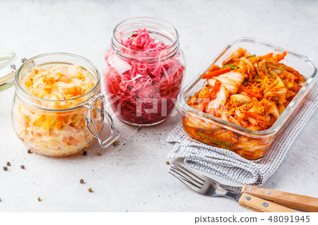 Korean kimchi cabbage, beet sauerkraut Korean kimchi cabbage, beet sauerkraut 48091945