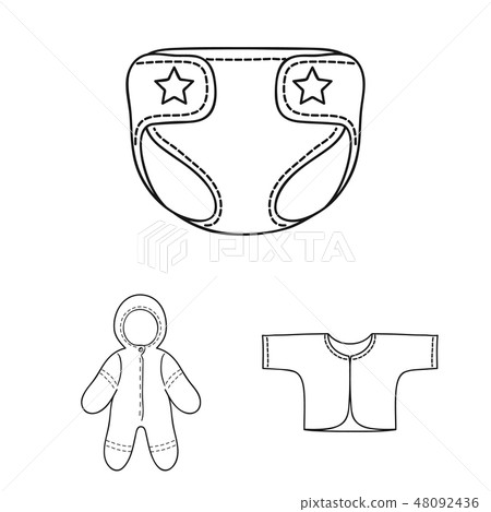 Birth of a baby outline icons in set collection for design. Newborn and accessories vector symbol 48092436