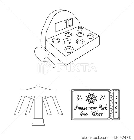 Amusement park outline icons in set collection for design. Equipment and attractions vector symbol Amusement park outline icons in set collection for design. Equipment and attractions vector symbol 48092478