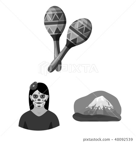 Country Mexico monochrome icons in set collection for design. Mexico and landmark vector symbol Country Mexico monochrome icons in set collection for design. Mexico and landmark vector symbol 48092539
