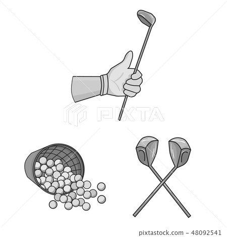Golf and attributes monochrome icons in set collection for design.Golf Club and equipment vector Golf and attributes monochrome icons in set collection for design.Golf Club and equipment vector 48092541