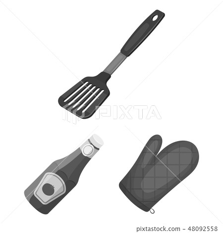 Barbecue and equipment monochrome icons in set collection for design. Picnic and fried food vector Barbecue and equipment monochrome icons in set collection for design. Picnic and fried food vector 48092558