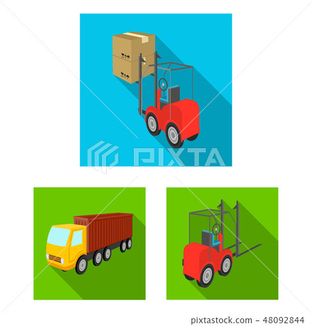 Logistics and delivery flat icons in set collection for design. Transport and equipment isometric 48092844