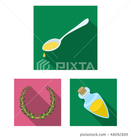 Olive, food flat icons in set collection for design. Olive oil, seasoning vector symbol stock web 48092889