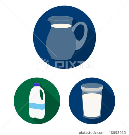 Milk product flat icons in set collection for design.Milk and food vector symbol stock web Milk product flat icons in set collection for design.Milk and food vector symbol stock web 48092913