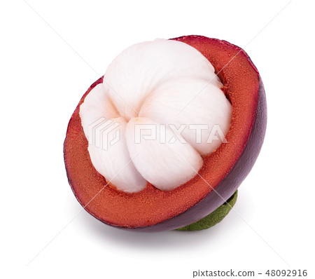ripe mangosteen isolated on white background closeup ripe mangosteen isolated on white background closeup 48092916