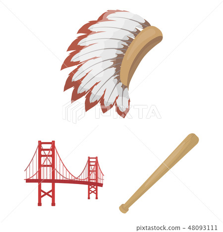 USA country cartoon icons in set collection for design.Travel and attractions vector symbol stock 48093111
