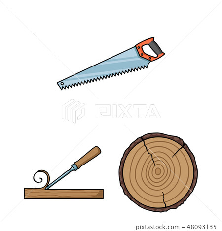 Sawmill and Timber cartoon icons in set collection for design. Hardware and Tools vector symbol 48093135