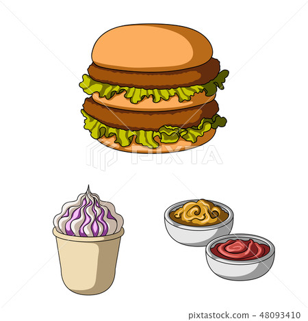 Fast food cartoon icons in set collection for design.Food from semi-finished products vector symbol 48093410