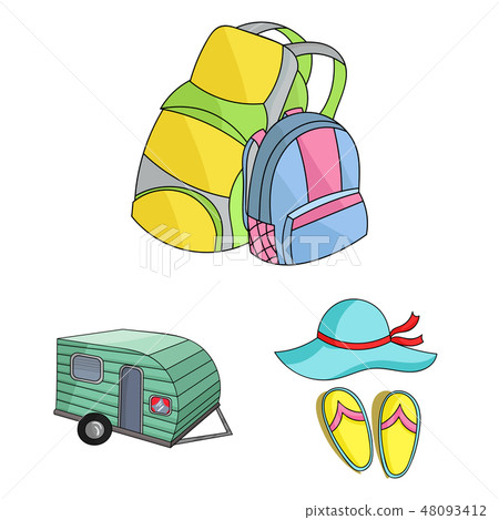 Family holiday cartoon icons in set collection for design. Recreation and equipment. vector symbol Family holiday cartoon icons in set collection for design. Recreation and equipment. vector symbol 48093412