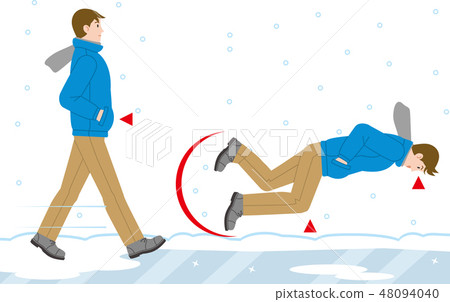 落在雪或凍結的道路上 48094040