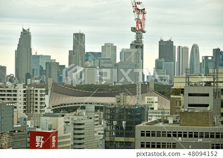 Shibuya walk: a view of the National Yoyogi Stadium 48094152