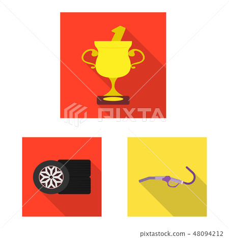 Vector illustration of car and rally icon. Set of car and race stock vector illustration. 48094212