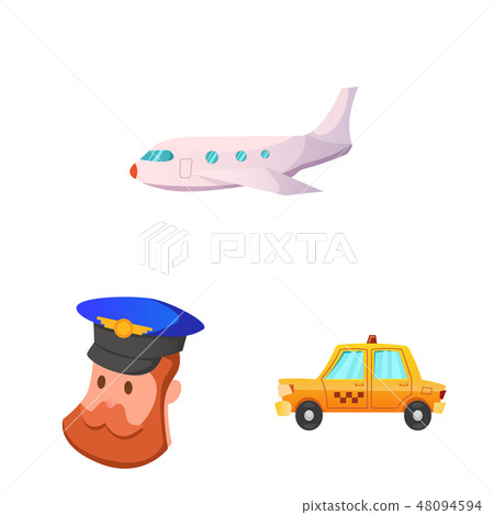 Vector design of airport and airplane logo. Set of airport and plane vector icon for stock. 48094594