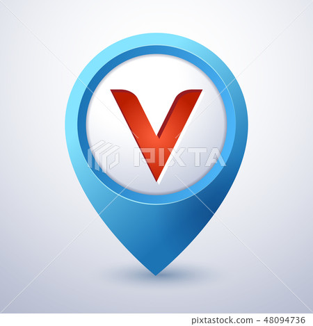 V letter map pin pointer mobile logo template 48094736
