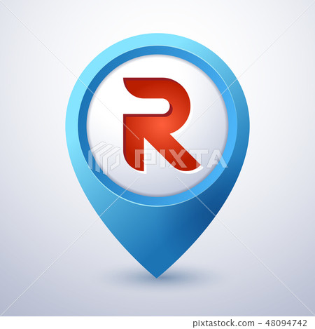 R letter map pin pointer mobile logo template 48094742