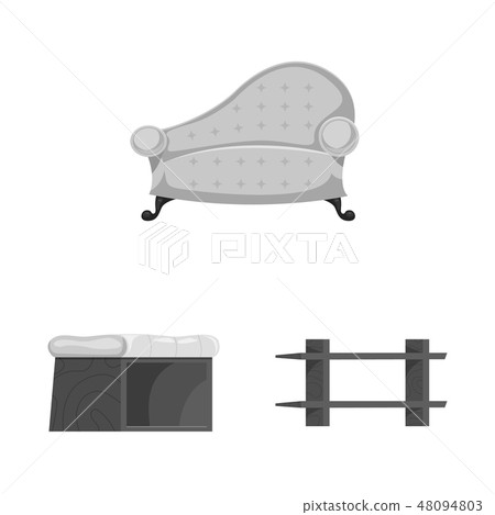Isolated object of furniture and apartment sign. Collection of furniture and home stock vector 48094803