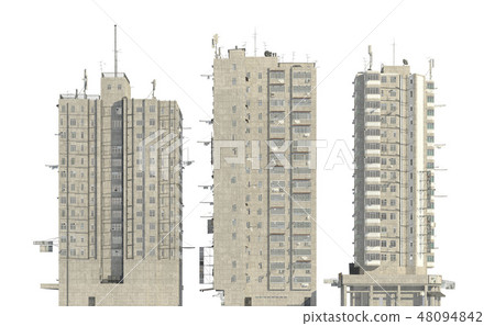 Slums buildings isolated on white background 3d illustration Slums buildings isolated on white background 3d illustration 48094842
