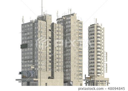 Slums buildings isolated on white background 3d illustration Slums buildings isolated on white background 3d illustration 48094845