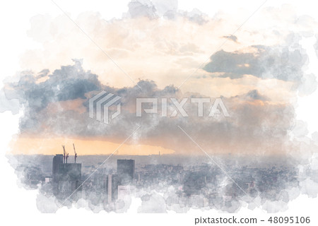 東京晚上水彩風格 東京晚上水彩風格 48095106