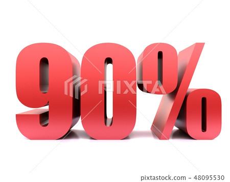 ninety  percent 90% symbol .3d rendering 48095530