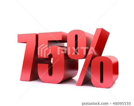 seventy five  percent 75% symbol .3d rendering 48095550