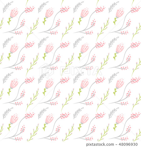 Vector seamless pattern with flat flower bouquet and leaves. Cute floral background for your design Vector seamless pattern with flat flower bouquet and leaves. Cute floral background for your design 48096930