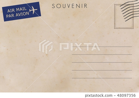 Back of vintage blank postcard with dirty stain  48097356