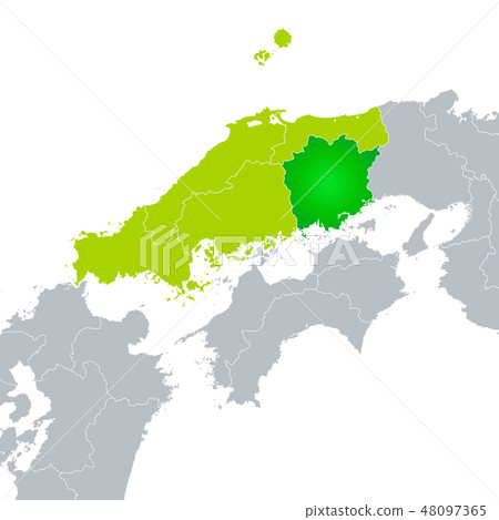 岡山縣地圖和中國地區 48097365