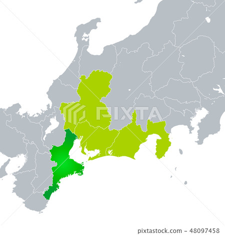 Mie prefecture map and Tokai region 48097458