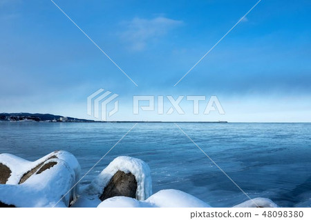 Wave erase block and Okhotsk Sea Abashiri city warmth harp Wave erase block and Okhotsk Sea Abashiri city warmth harp 48098380