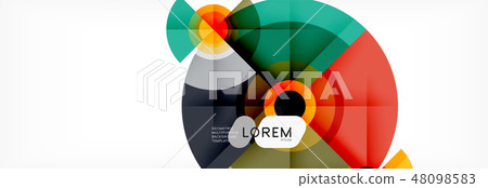 Minimal geometric circles and triangles abstract background, techno modern design, poster template 48098583