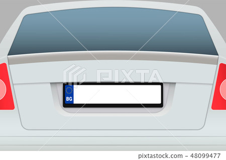 Car Back View with number plate. Car Back View with number plate. 48099477