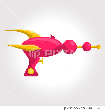 Purple toy cosmic water gun on a white background. 48100540