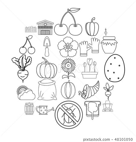 Rural icons set, outline style 48101050
