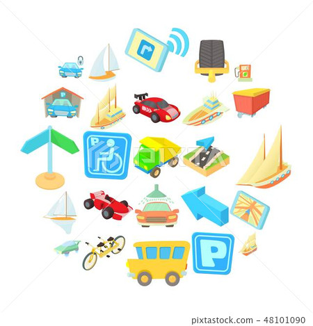 Direction for travel icons set, cartoon style Direction for travel icons set, cartoon style 48101090
