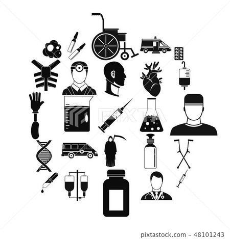 Ambulance icons set, simple style Ambulance icons set, simple style 48101243