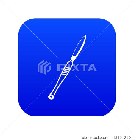 Stainless medical scalpel icon digital blue 48101290