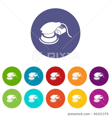 Circular sheet sander icons set vector color Circular sheet sander icons set vector color 48101379